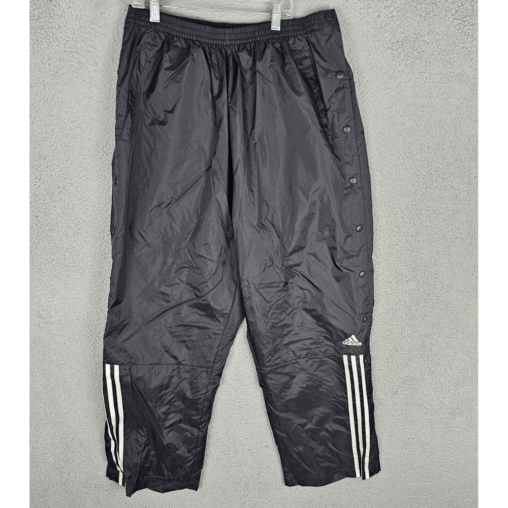 Adidas Track Pants Mens Large Black Adibreak Snap Button Tear Away 161369 ACD001